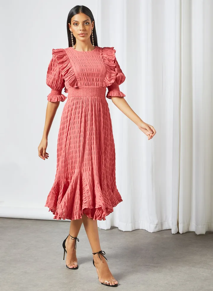 Soul Ruffle Detail Dress Pink