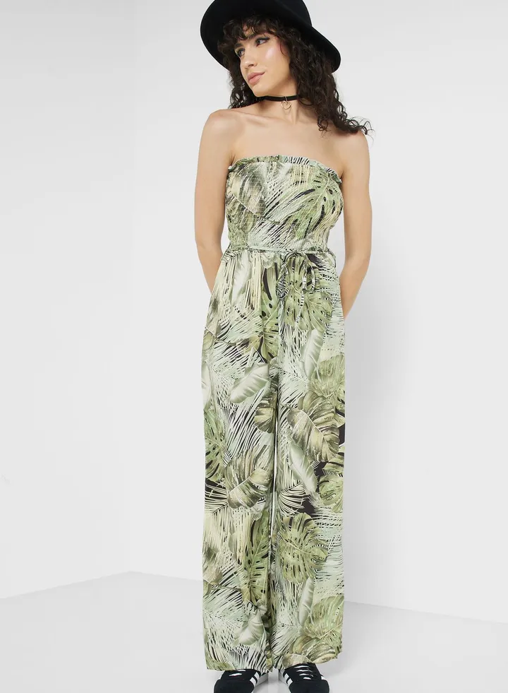 Cross Neck Printed Jumpsuit
