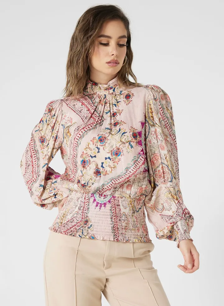 Floral Print Puff Sleeve Top