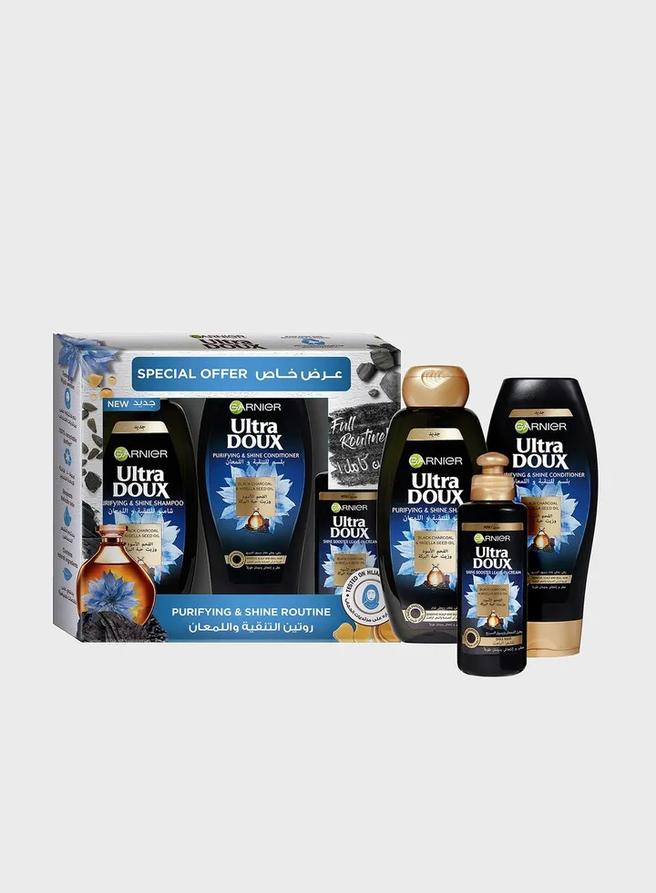 Ultra Doux Purifying & Shine Black Charcoal & Nigella Seed Oil 3 Step Routine