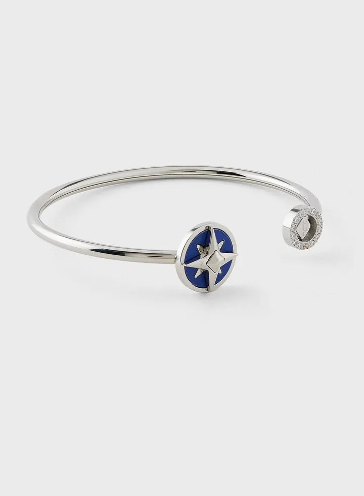 Bangle With Lapis Inlay & Crystal