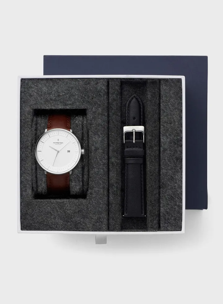 Casual Round Multi Strap Analog Watch Gift Set