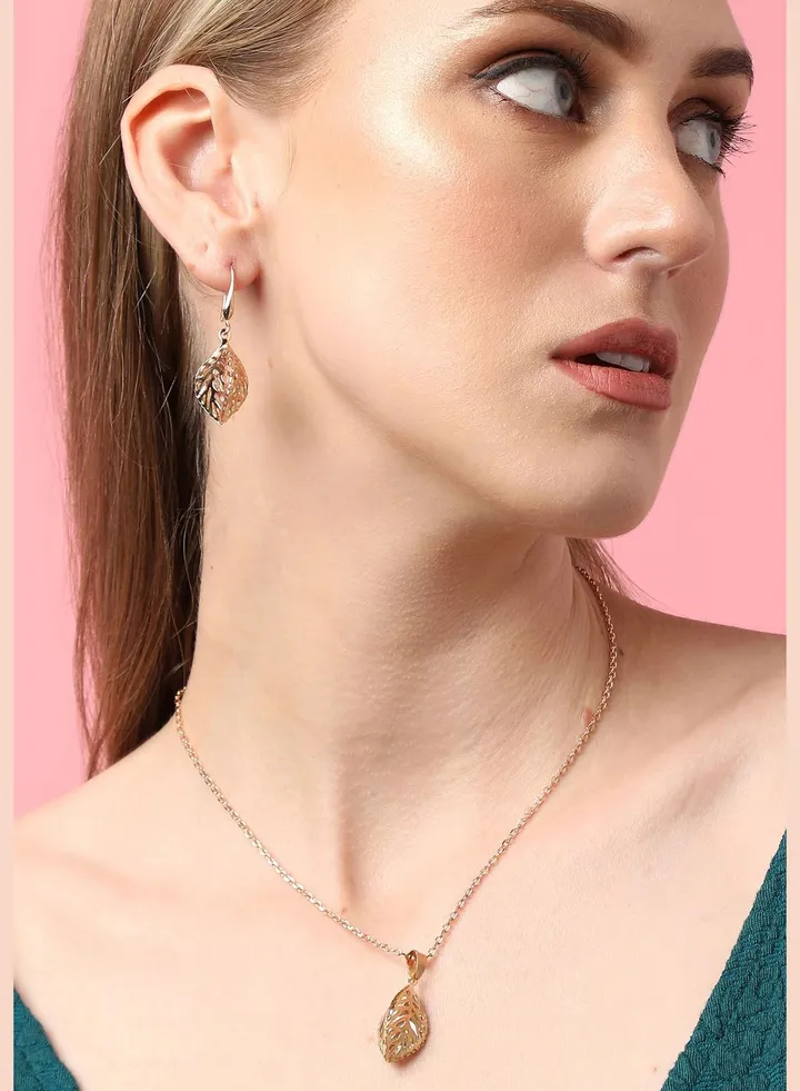 Gold Plated Party Designer Stone Necklace and Earring Set For Women