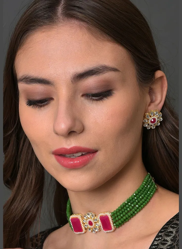 Gold Plated Beaded Necklace Set