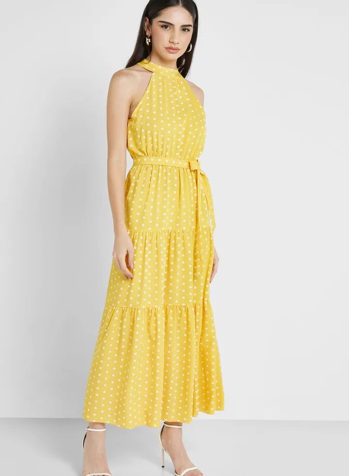 Sleeveless Dress With Waistband