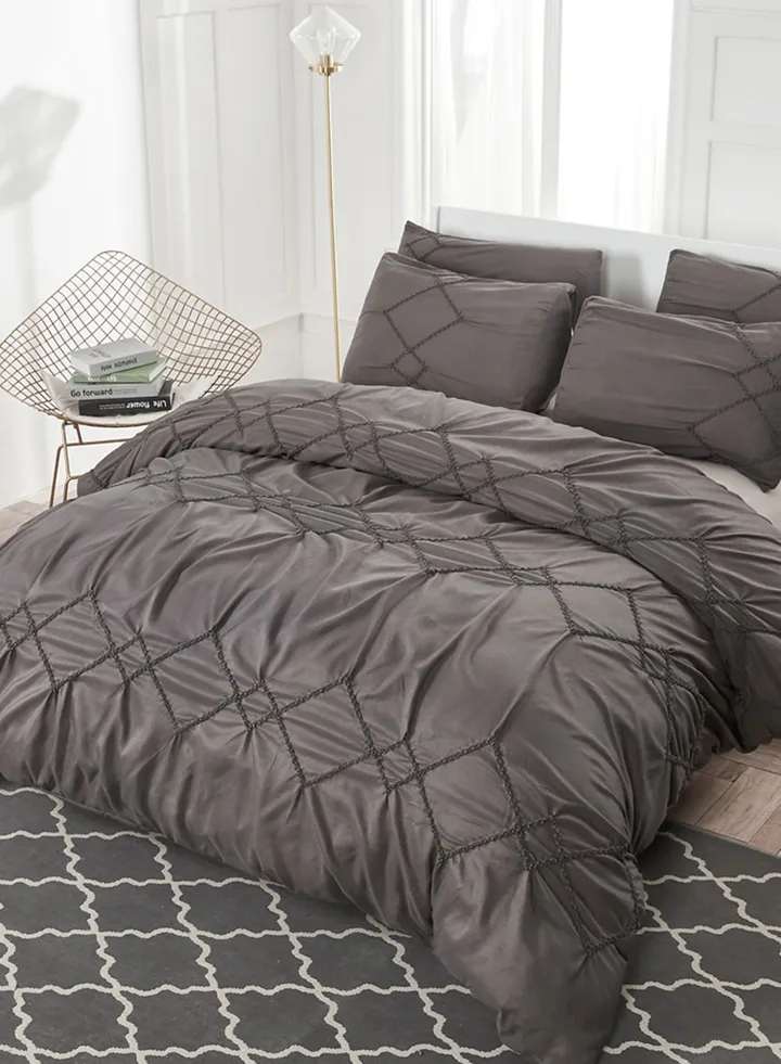 Grey Patterned King Bedding Set 220X240Cm