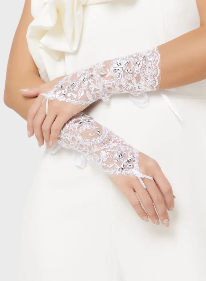 Embellished Short Dressy Gloves