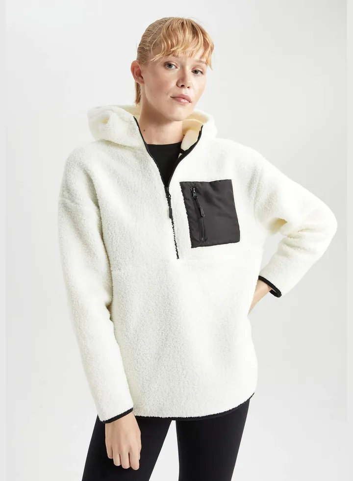 Woman Hooded Long Sleeve Knitted Sweatshirt
