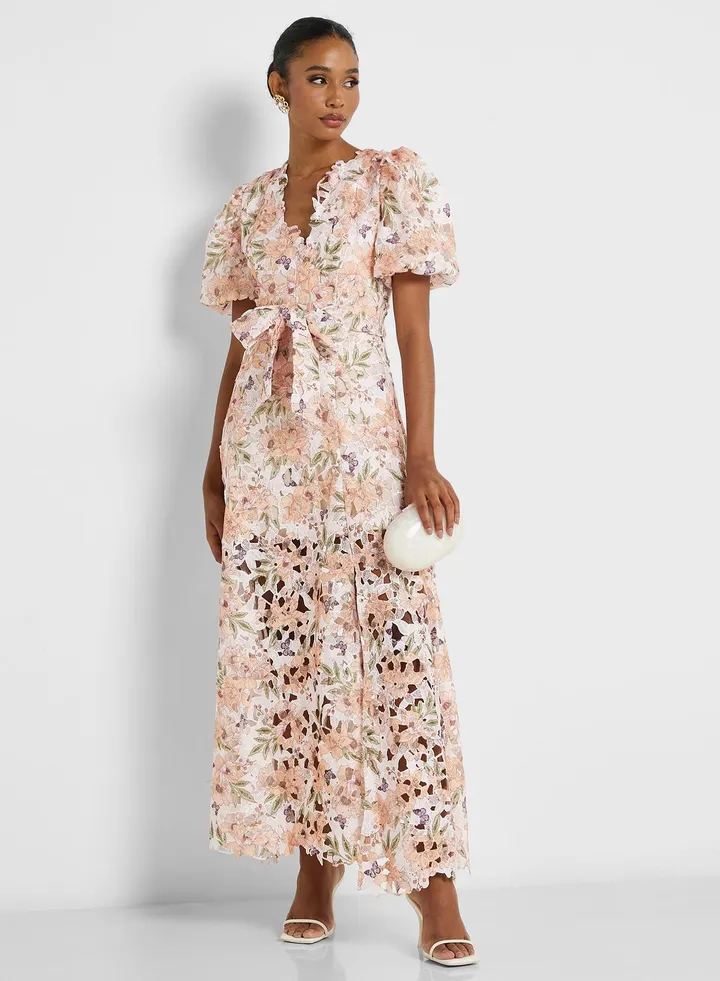 Surplice Neck Floral Printed Dress