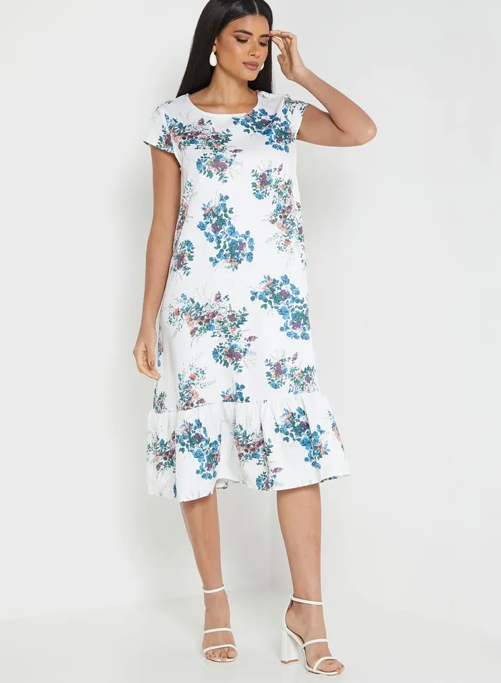 Printed Ruffled Bottom Dress