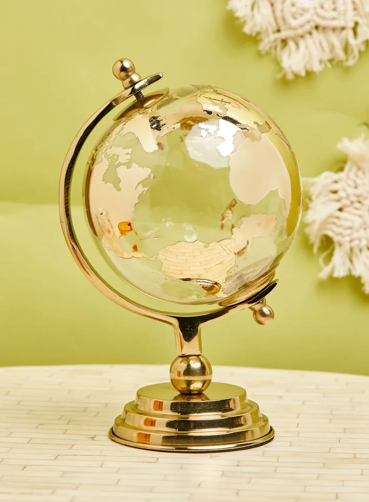 White & Gold Decorative Globe 11"