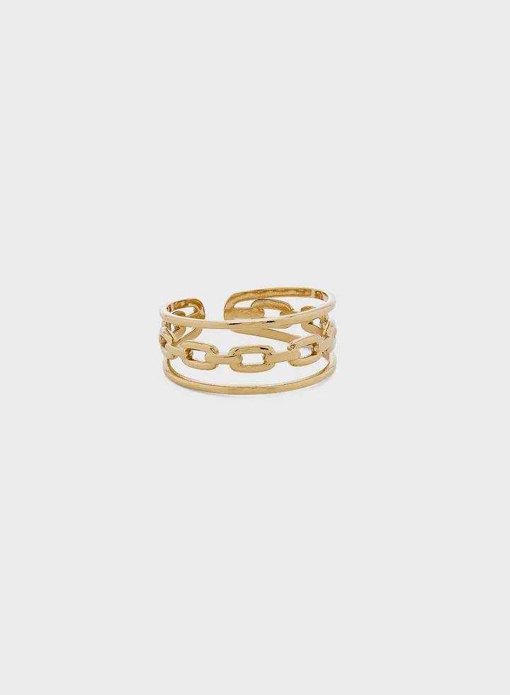 Arlo Gold Layered Plain Chain Ring
