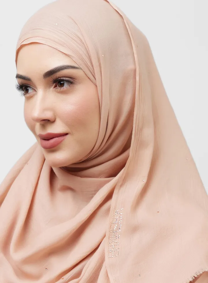 Cotton Hijab With Stone Work