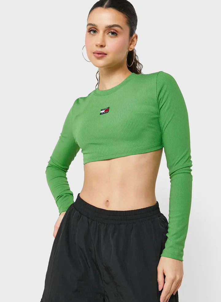 Round Neck Logo Crop Top