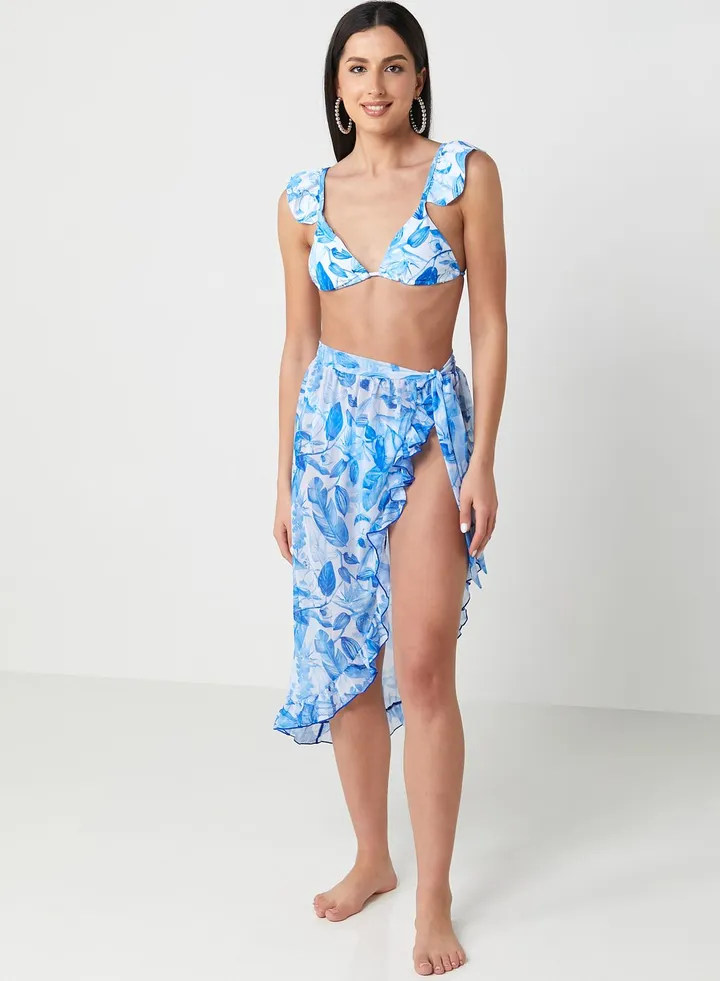 3 Piece Bikini Set With Wrap Overskirt