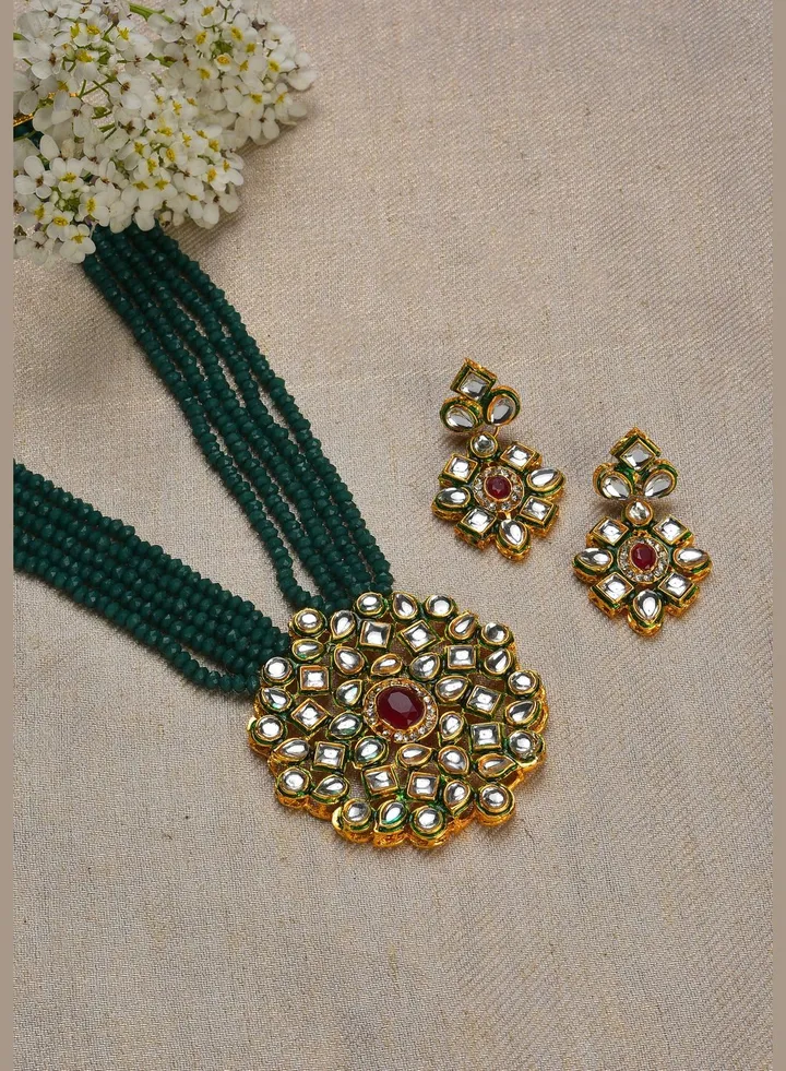 Gold Plated Designer Stone Necklace Set