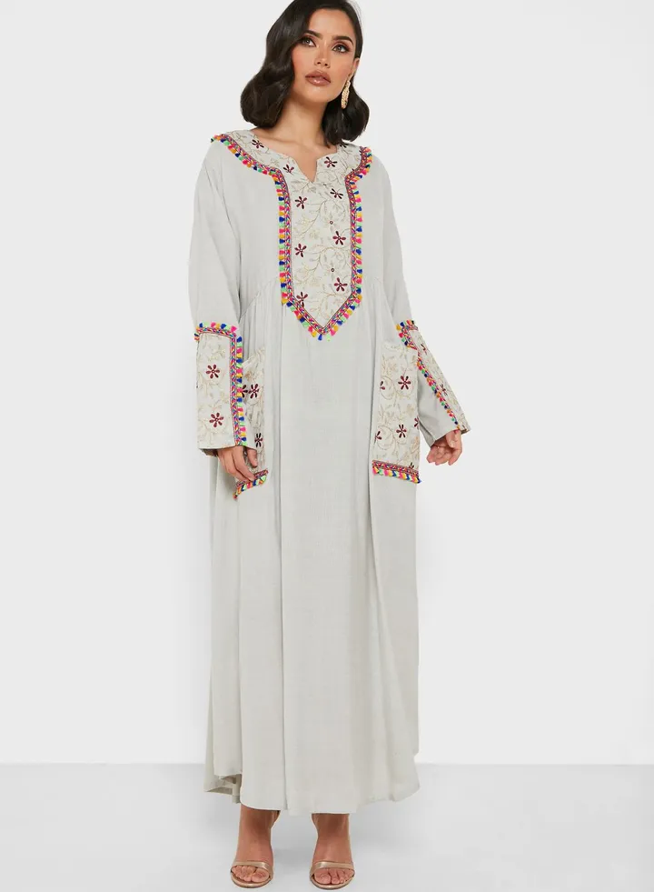 Pocket Detail Gathered Waist Jalabiya