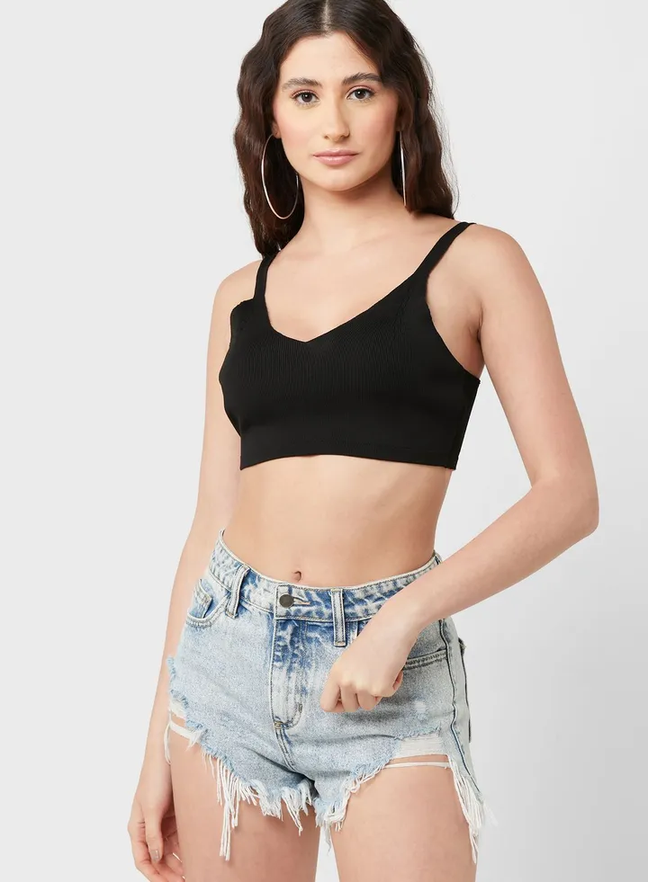 Strappy Plunge Bikini Top