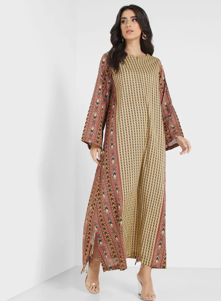 Side Slit Printed Jalabiya