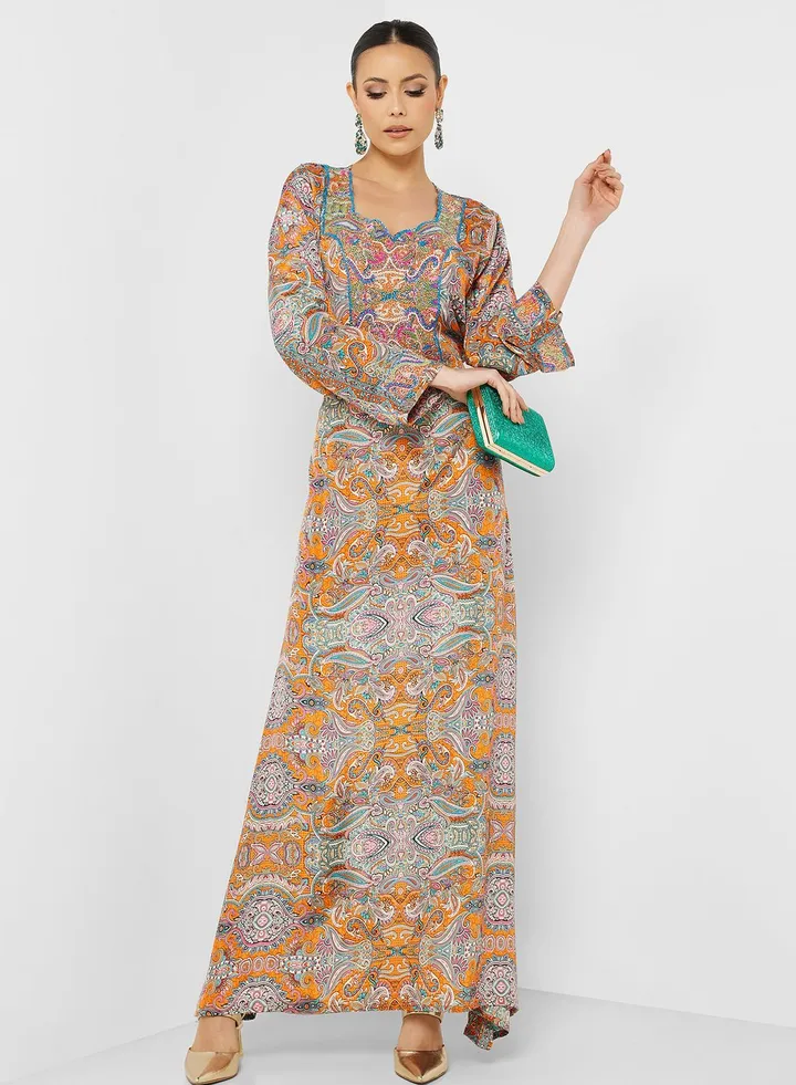 Printed Crew Neck Jalabiya