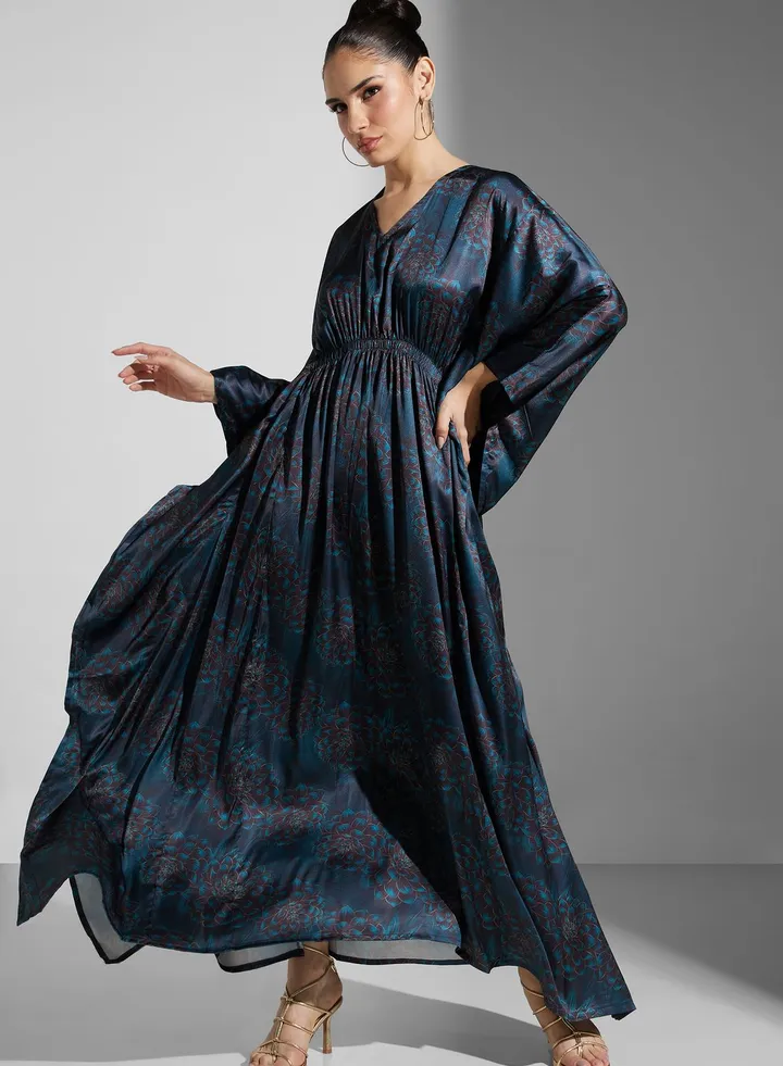 Cape Sleeve Floral Print Kaftan