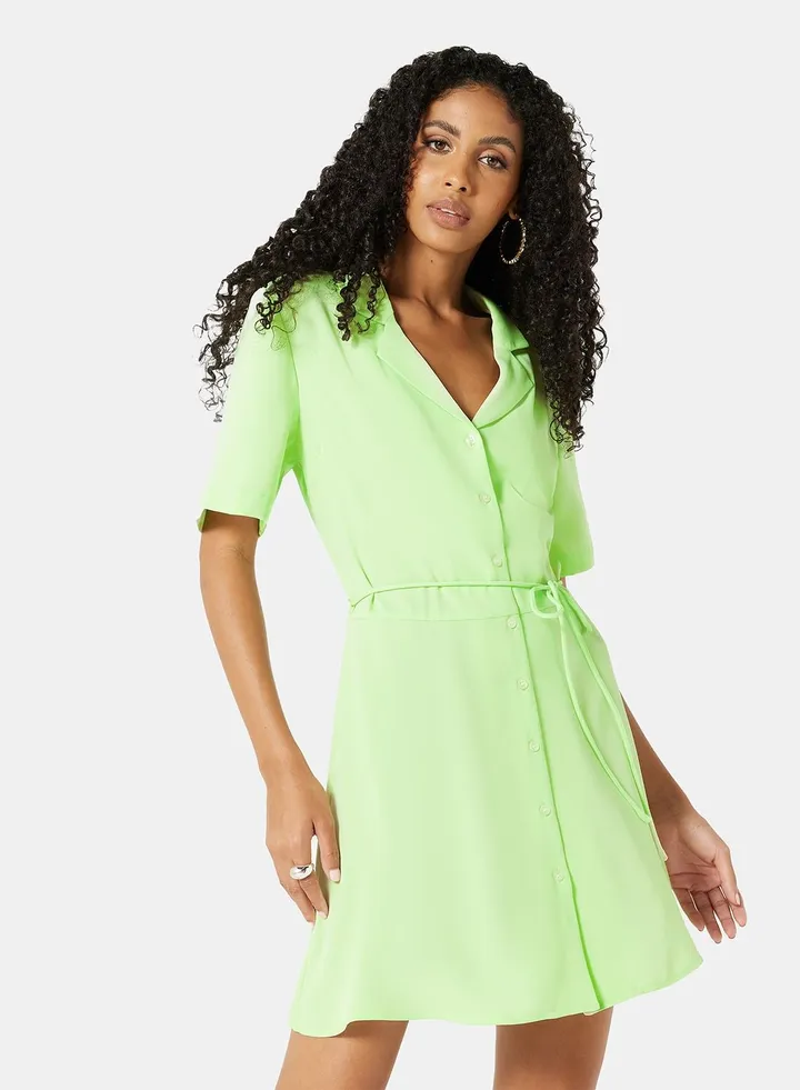 Lapel Collar Mini Dress