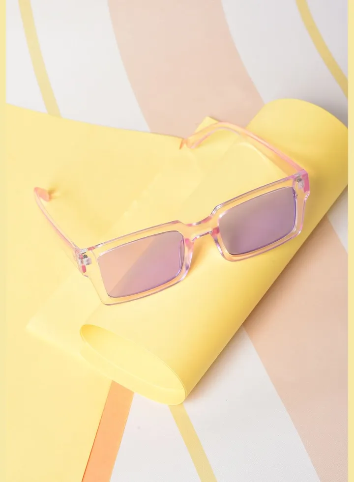 Women Purple Lens Purple Rectangle Sunglasses