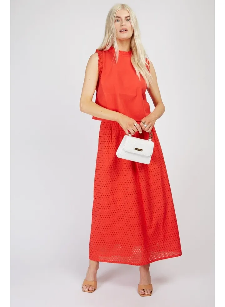 Little Mistress Red Frill Top