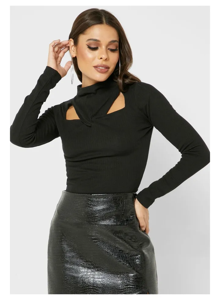 Little Mistress Black Jersey Top