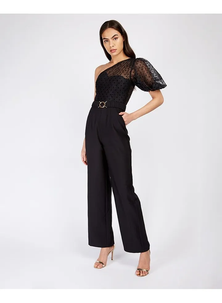 Little Mistress Black Spot Mesh Jsuit