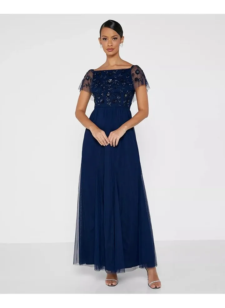 Little Mistress All-Over Tulle Maxi Dress
