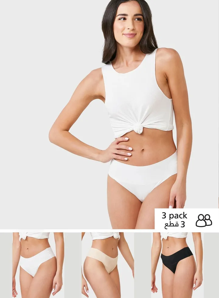 3 Pack Seamless High Waist Thong