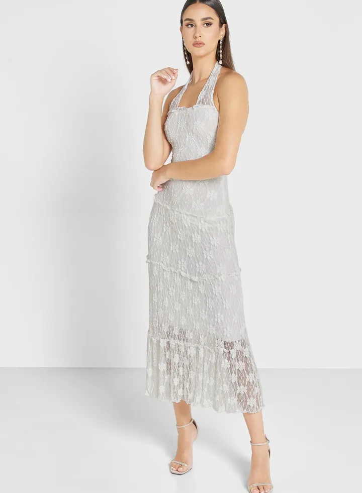 Lace Halter Neck Dress