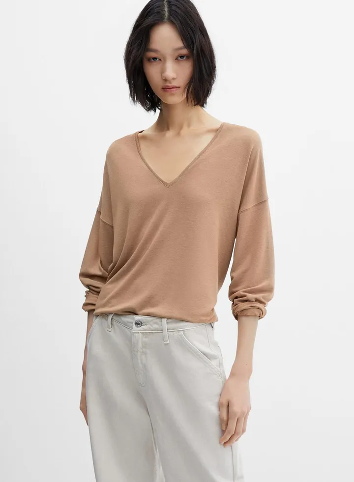 V-Neck Knitted T-Shirt