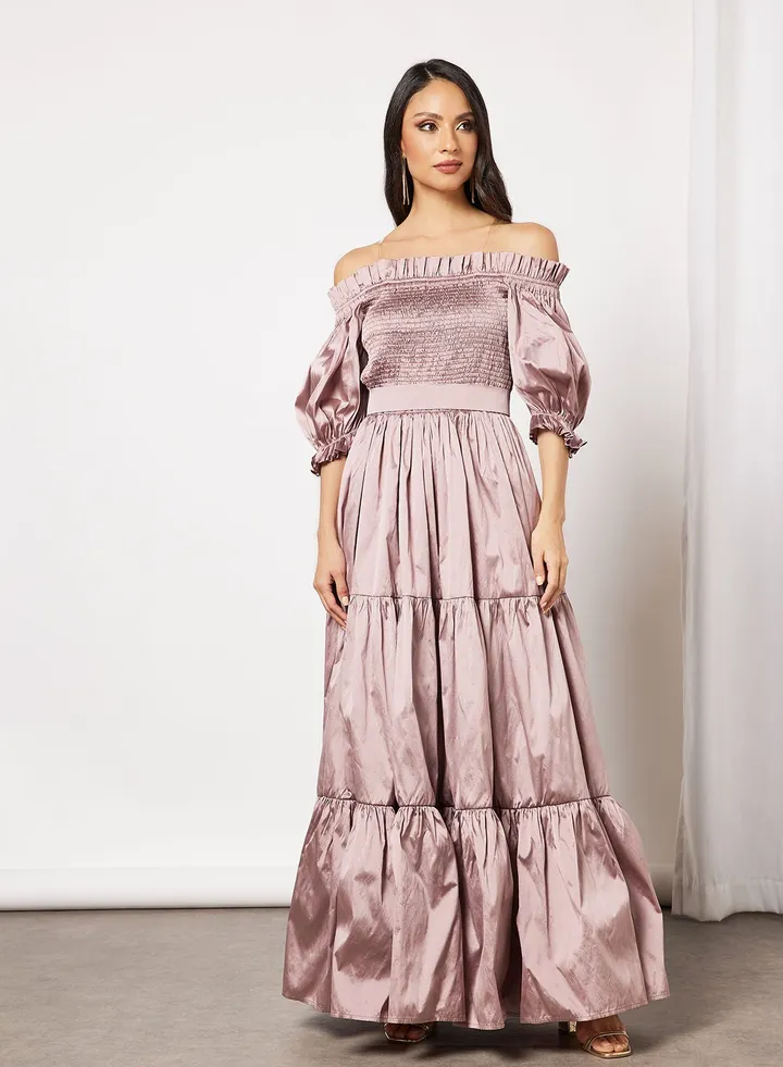 Off-Shoulder Tiered Dress