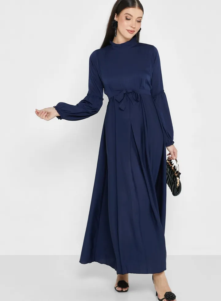 Balloon Sleeve Tiered Dress