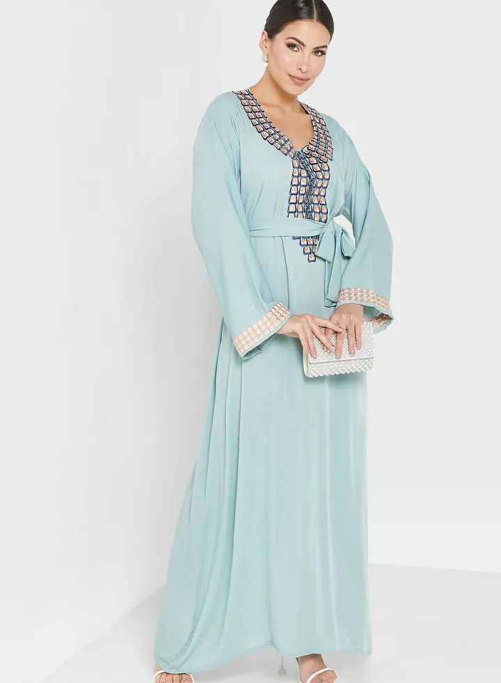 Embellished Belted Jalabiya