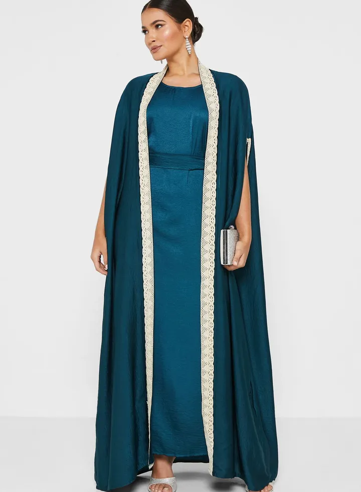 Colored Abaya with Inner Dress