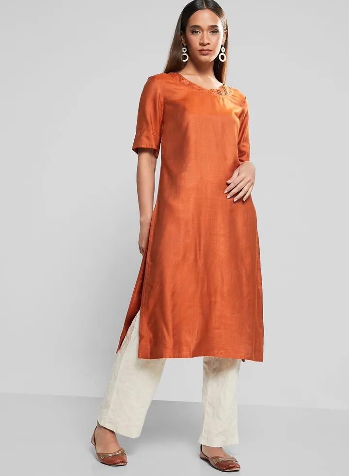 V-Neck Longline Kurti