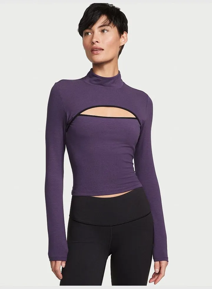 Cotton Cutout Long Sleeve Top