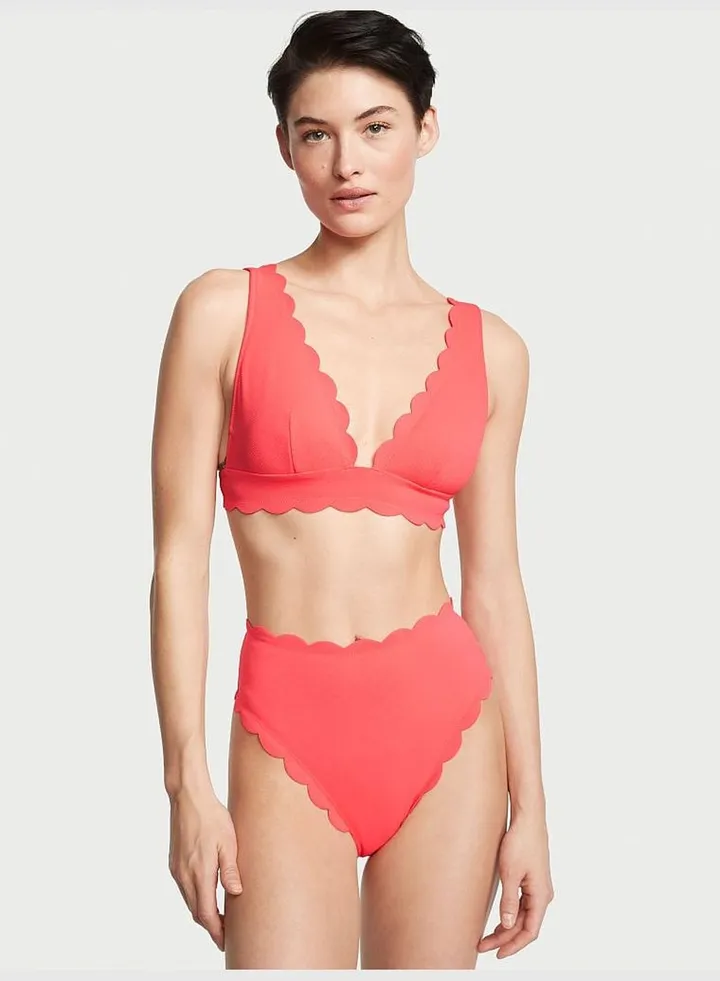 Scallop High-Waist Cheeky Bikini Bottom