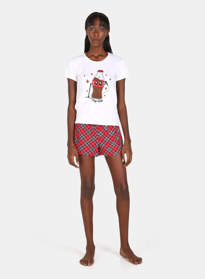 Casual Knit Top With Shorts Set Multicolour