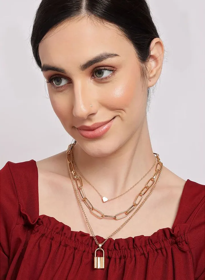 Pack of 3 Gold Plated Trendy Zirconia Chain