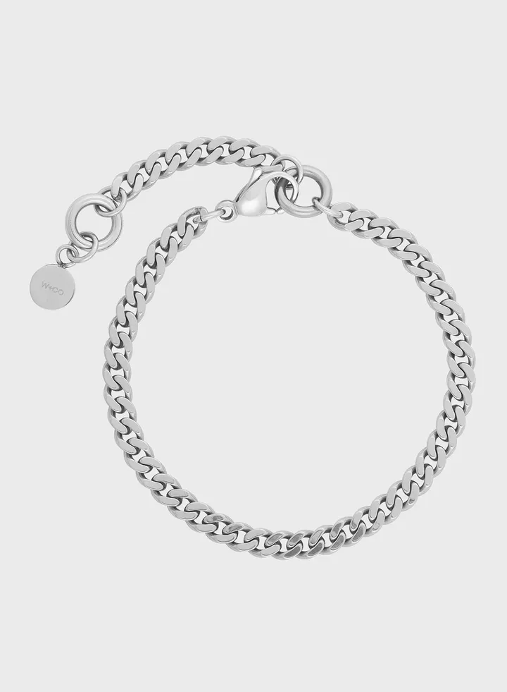 Chunky Curb Silver Chain Bracelet