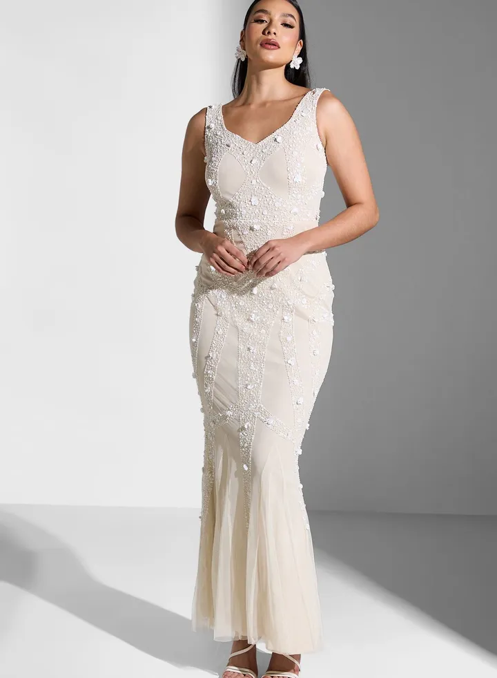 Embellished Flared Hem Dress