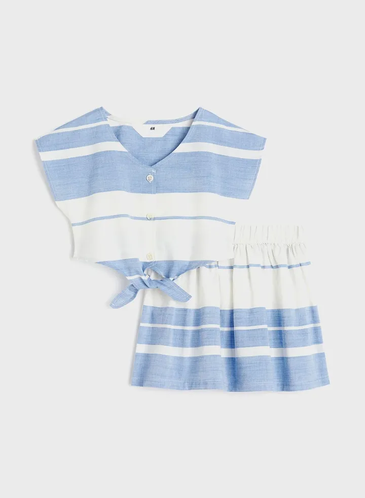 Kids 2 Piece Striped Top & Skirt Set