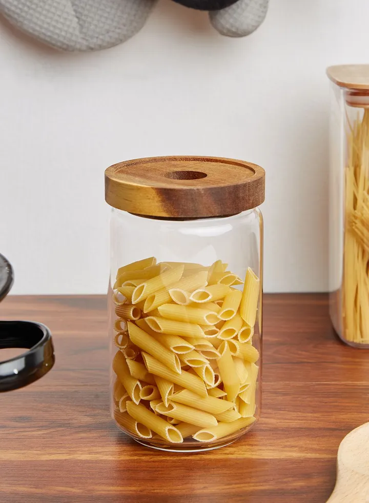 Freska Glass Storage Jar With Acacia Lid