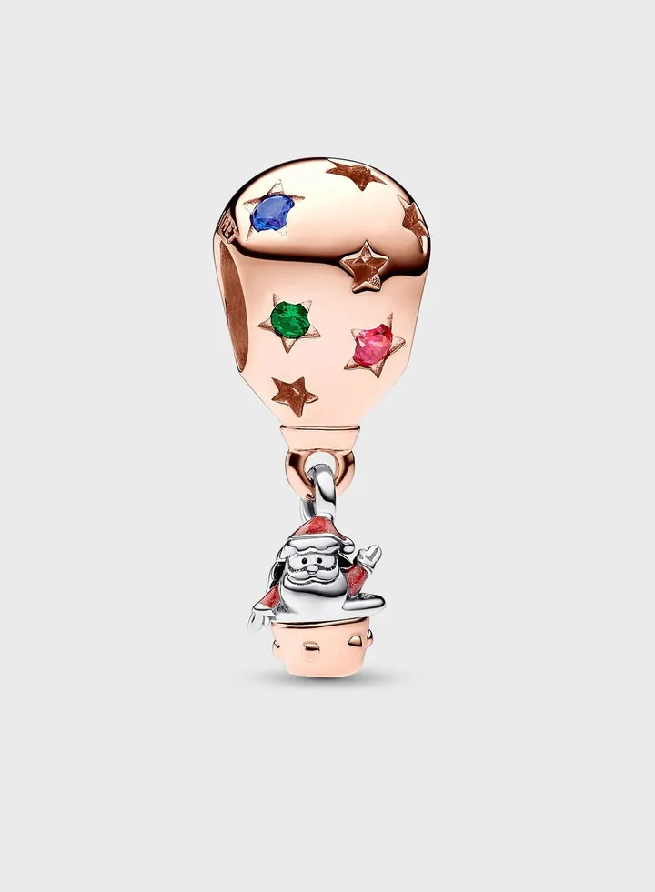 Two-Tone Santa Claus In Hot Air Balloon Charm