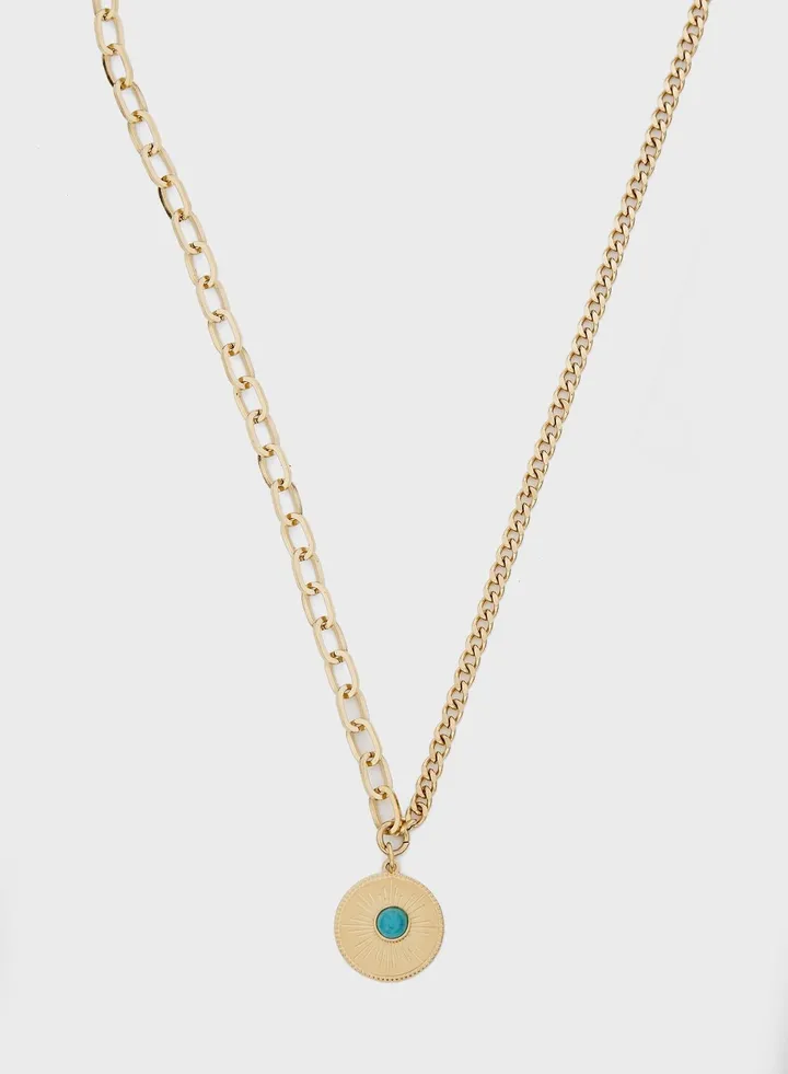 Kyra Turquoise Sun Pendant Necklace