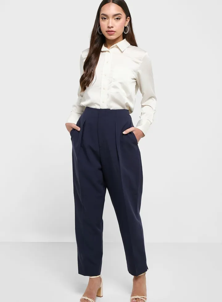 Cropped Pleated Pants